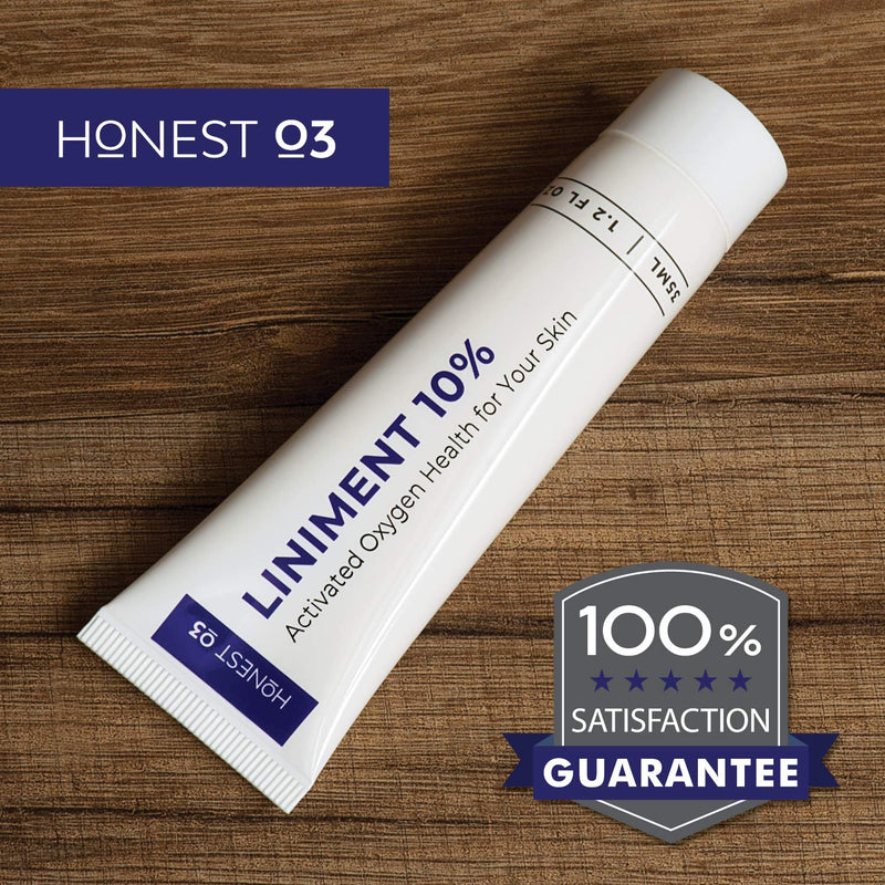 Honest O3 Liniment 10% Ozone Oil | Natural Ozone Infused Skincare Cream | Promotes Healthy Skin | Moisturizes & Nourishes | Fast Absorbing Ozone Cream 1.2 Ounces Honest O3