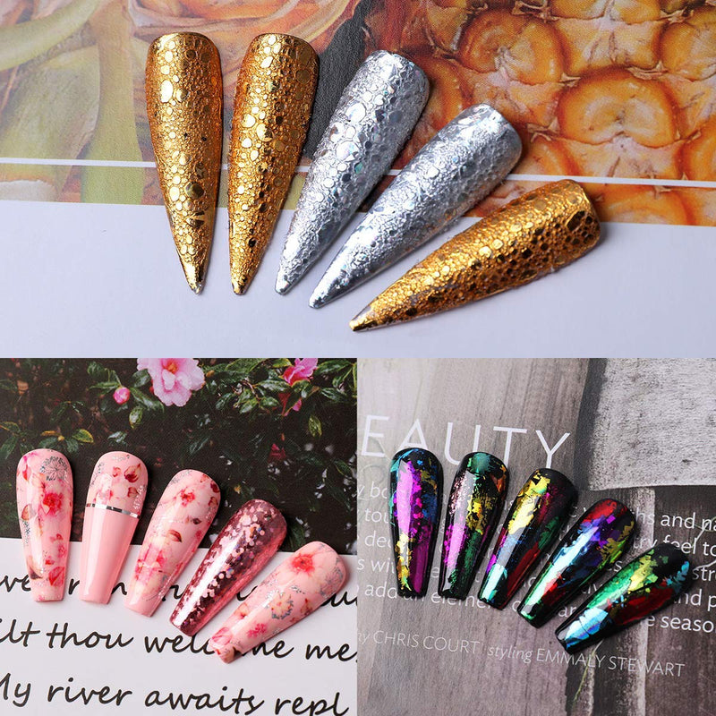 Makartt Nail Foil Nail Art Foil Glue Gel with Starry Sky Star Foil Stickers Set Nail Transfer Tips Foil Nail Art Accessories Manicure DIY 15ML 20PCS(2.5cm100cm) Christmas Sticker Nail Lamp Required Makartt