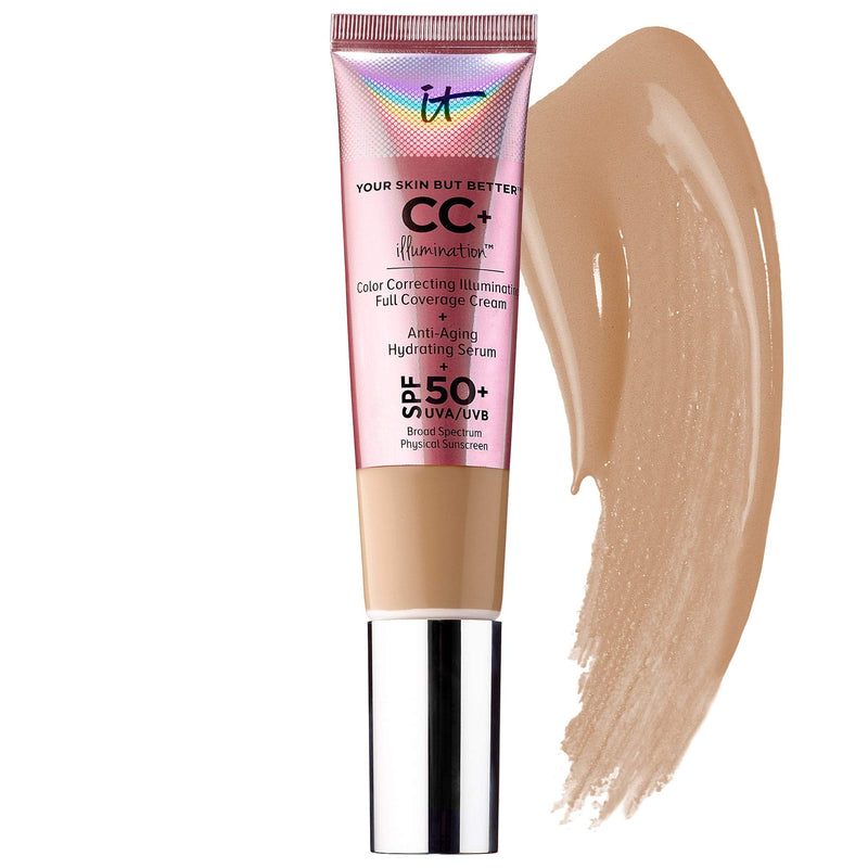 IT Cosmetics Your Skin But Better CC+ Cream Illumination, Neutral Tan (N) - Color Correcting Cream, Full-Coverage Foundation, Hydrating Serum & SPF 50+ Sunscreen - Radiant Finish - 1.08 fl oz it COSMETICS