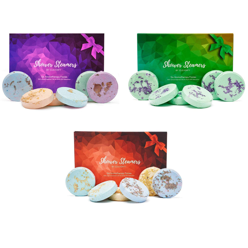 Cleverfy Shower Steamers 3 Pack - Every Shower Bombs Gift Set Includes 6X Aromatherapy Shower Steamers with Essential Oils for Relaxation CLEVERFY