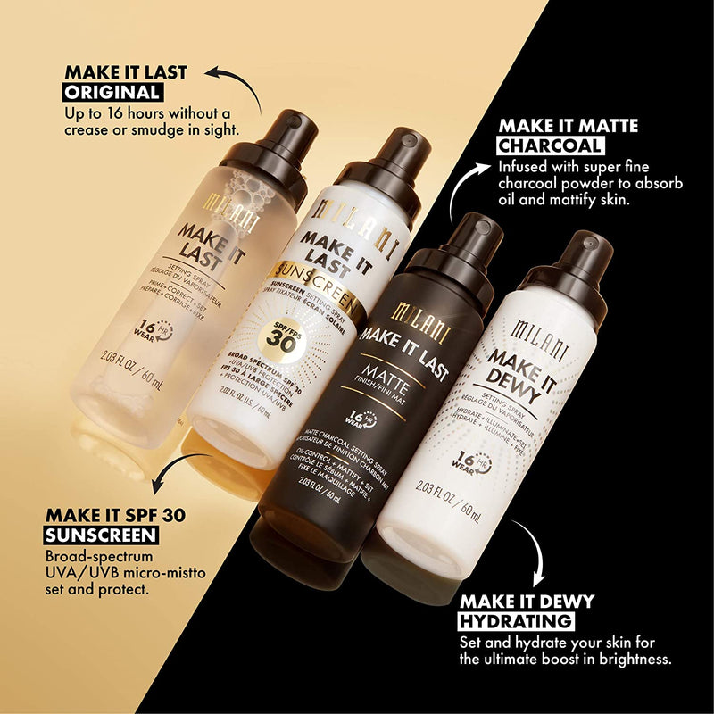 Milani Setting Spray - Make It Last, Make It Dewy, and Make It Last Matte Provide Hydration, Tone Correcting, and Matte Finish, Three Setting Sprays For Long-lasting Wear Milani Store