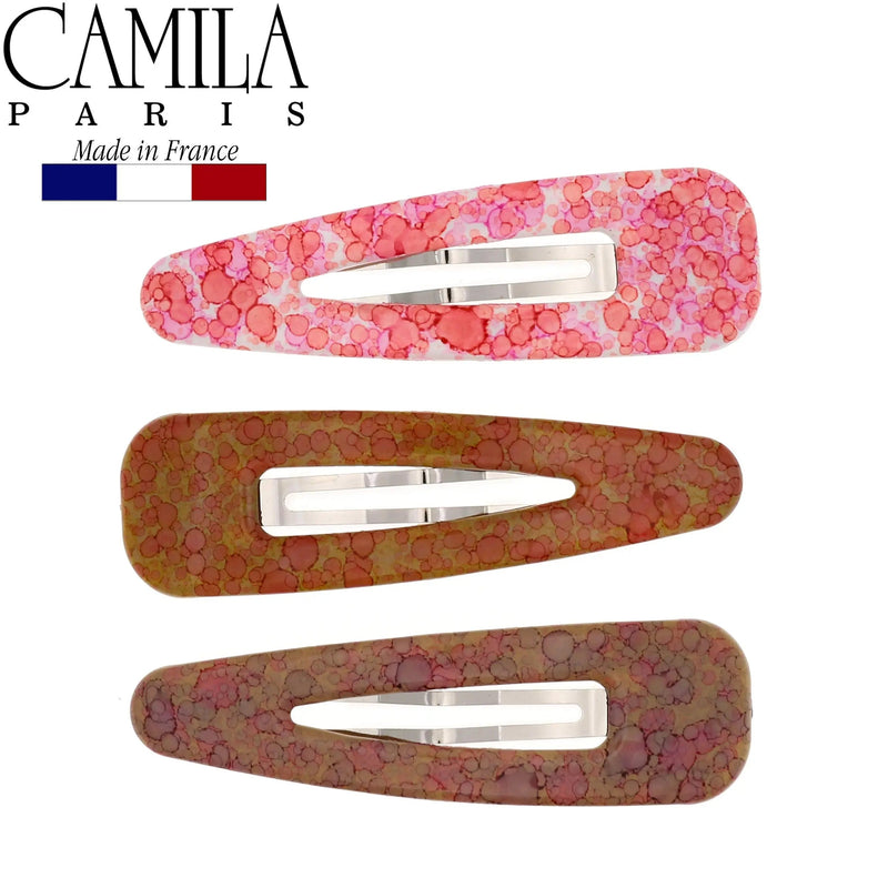 Camila Paris CP2932 French Hair Snap Clip Barrette, Hair Slides Clic Clac for Women, Styling Girls Side Slide-in Metal Snap Pin Hair Accessories for Women. Strong Hold, No Slip Grip, Made in France Camila