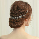 BABEYOND Bridal Headpiece Handmade Wedding Hair Vine Crystal Floral Leaf Headband with Lace Ribbon BABEYOND