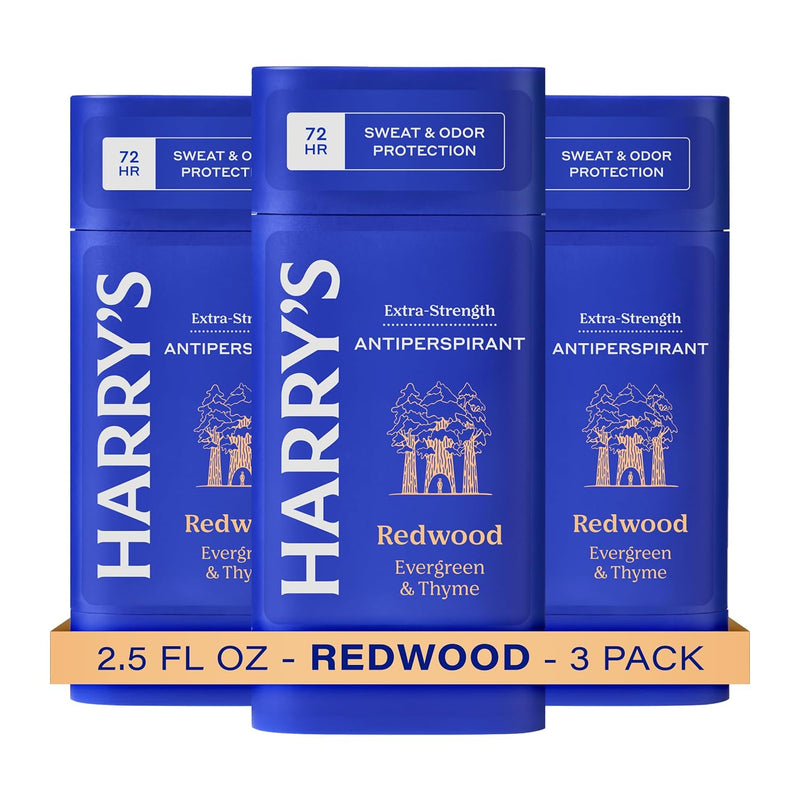 Harry's Extra-Strength Antiperspirant Deodorant, Sweat & Odor Control Antiperspirant for Men, Variety Pack - Stone, Redwood, Wildlands, 2.5 oz Pack of 3 Infinity Warehouse