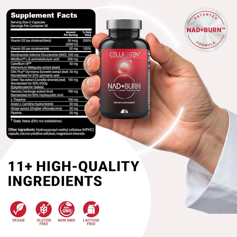 NAD Burn NAD Supplement Nicotinamide Adenine Wellness Formula, Help Restore NAD Levels, Support Metabolism Cellular Energy, NAD Supplement for Men & Women Non-GMO Gluten-Free 60 Capsules Infinity Warehouse
