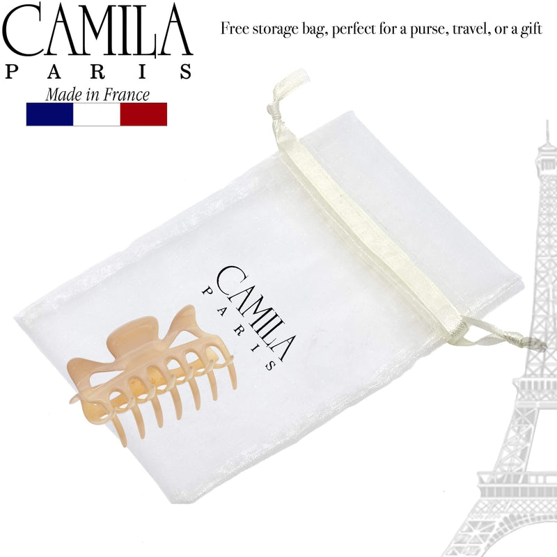Camila Paris CP3048 French Hair Clip for Women, 3.5 inch Beige for Thick Volume Hair, Girls Hair Claw Clips Jaw, Durable Styling Hair Accessories for Women, Strong Hold No Slip Grip, Made in France Camila