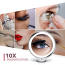 Fancii 10X Magnifying Makeup Mirror with True Natural Light and Locking Suction - 8 inch Large Lighted Travel Vanity Mirror, Dimmable Daylight LEDs, Battery and USB Operated - Luna (Silver) Fancii Store