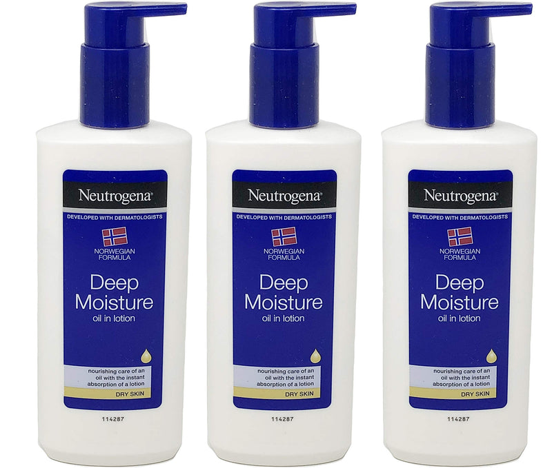 Neutrogena Deep Moisture Oil in Lotion Nourishes Dry Skin, Norwegian Formula, 8.45 Ounce (Pack of 3) Neutrogena