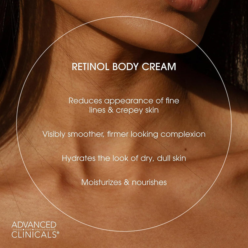 Advanced Clinicals Retinol Body Lotion & Face Moisturizer | Visible Anti Aging Skin Care Retinol Body Cream For Women & Men Targets Look Of Fine Lines, Wrinkles, & Crepe Looking Dry Skin, 16 Ounce Infinity Warehouse