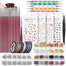 Nail Art Brushes Kit, Teenitor Nail Art Tool with Nail Dotting Tools, 3D Butterfly Nail Art Stickers, Nail Art Rhinestones and Pick Up Tweezer, Nail Foil Flakes, Nail Art Striping Tape Teenitor Store