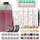 Nail Art Brushes Kit, Teenitor Nail Art Tool with Nail Dotting Tools, 3D Butterfly Nail Art Stickers, Nail Art Rhinestones and Pick Up Tweezer, Nail Foil Flakes, Nail Art Striping Tape Teenitor