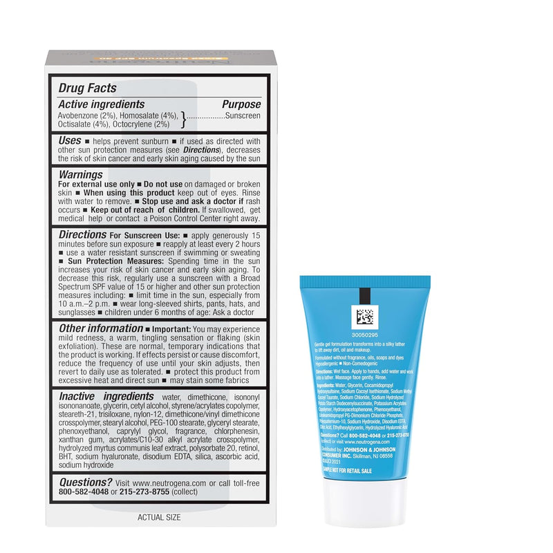 Neutrogena Rapid Wrinkle Repair Retinol Face Moisturizer with SPF 30, Daily Anti-Aging Face Cream, Retinol & Hyaluronic Acid & Trial Size Hydro Boost Facial Cleanser, 0.5 fl. oz Infinity Warehouse