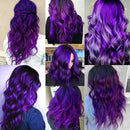 TOFAFA 16 Pcs Colored Hair Extensions Curly Wavy Clip in Synthetic Hairpiece Streak for Girls Women Kid, Multi-colors Party Highlights (Purple) TOFAFA Store