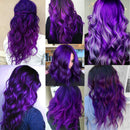 TOFAFA 16 Pcs Colored Hair Extensions Curly Wavy Clip in Synthetic Hairpiece Streak for Girls Women Kid, Multi-colors Party Highlights (Purple) TOFAFA