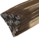 GOO GOO Clip in Hair Extensions Human Hair Balayage Chocolate Brown to Honey Blonde 20 Inch 120g 7pcs Remy Hair Extensions Real Natural Hair Straight GOO GOO