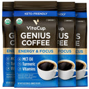 VitaCup Genius Ground Keto Coffee w/Turmeric, MCT Oil, B Vitamins, D3, Ground Coffee Medium Dark Roast, Bold & Smooth, 100% Arabica Coffee Grounds, 11 oz Infinity Warehouse
