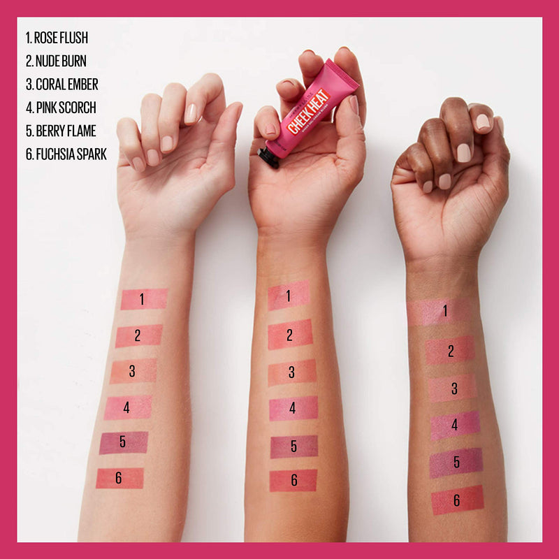Maybelline Cheek Heat Gel-Cream Blush Makeup, Lightweight, Breathable Feel, Sheer Flush Of Color, Natural-Looking, Dewy Finish, Oil-Free, Nude Burn, 1 Count Maybelline New York