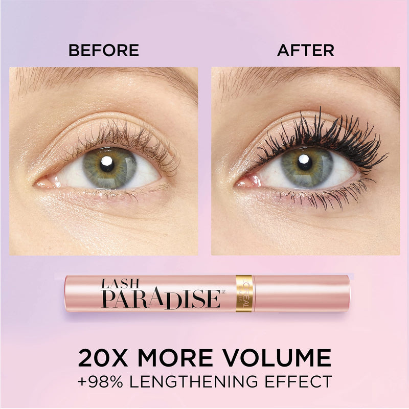 L'Oreal Paris Voluminous Makeup Lash Paradise Mascara, Voluptuous Volume, Intense Length, Feathery Soft Full Lashes, No Flaking, No Smudging, No Clumping, Black Brown, 0.25 Fl Oz (Pack of 1) L'Oreal Paris