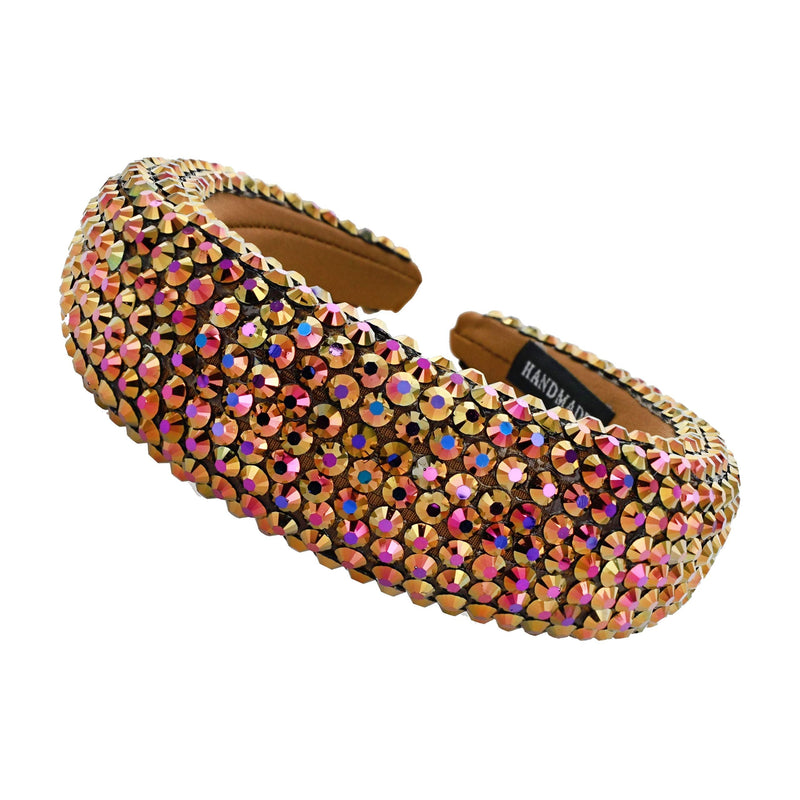 SP SOPHIA COLLECTION Women's Sparkling Crystal Padded Rhinestone Wide Bejeweled Hair Headband Party Hairband Hair Accessories Brown Iridescent SP Sophia Collection