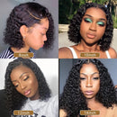 ISEE Hair 14 Inch Short Bob Wigs Deep Wave Lace Frontal Human Hair Wigs Brazilian Virgin Human Hair Wigs for Black Women Glueless Pre Plucked with Baby Hair Natural Black 150% Density ISEE