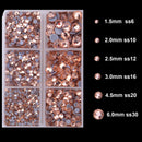 4000Pcs Mixed Size Hot Fix Round Crystals Gems Glass Stones Hotfix Flat Back Rhinestones (Champagne) Massive Beads