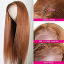 UNice Hair Silk Base Fake Scalp Strawberry Blonde Color Middle Part Wigs for Black Women, Brazilian Straight Human Hair T-Part Lace Closure Wig Pre Plucked with Baby Hair 150% Density 18inch UNICE Store