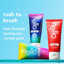 Hello Kids Fluoride Toothpaste Variety Pack, Includes a Strawberry Toothpaste, Unicorn Bubble Gum Toothpaste, and Blue Raspberry Toothpaste, Safe for Ages 2 and Up, 12 Pack, 4.2 Oz Each Infinity Warehouse