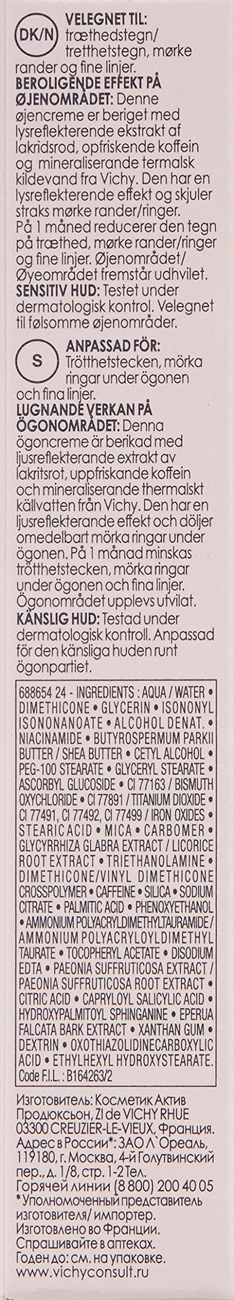 Vichy Idéalia Eye Cream with Caffeine & Vitamin C, Anti-Aging Eye Cream for Dark Circles & Fine Lines to Brighten & Smoothe, 0.5 Fl Oz Vichy