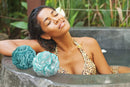 Loofah Bath Sponge XL 75g Set of 4 Ocean Colors by À La Paix - Soft Exfoliating Shower Lufa for Silky Skin - Long-Handle Mesh Body Poufs- Women and Men’s Luffas - Loufa Sponges- Full Cleanse & Lather à la paix