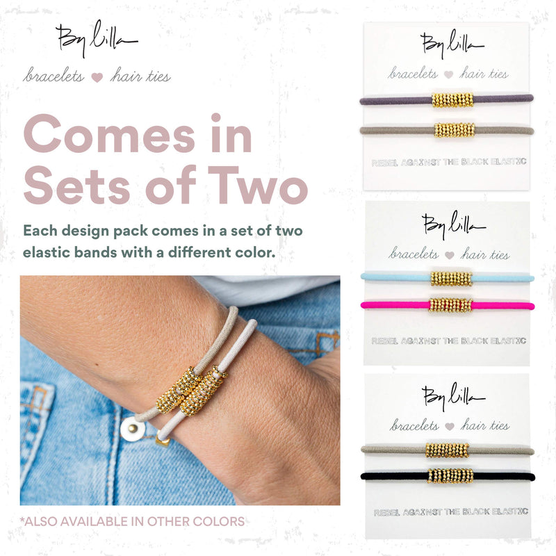 By Lilla Shaker Elastic Hair Ties and Bracelets | Set of Two Hair Tie-Bracelets | Hair Accessories for Women | No Crease Hair Ties & Women’s Bracelets (Black/Starfish/Silver) By Lilla