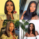 BLY 180% Density Short Bob Lace Front Wigs Straight Human Hair 4x4 Lace Closure Front Wigs For Black Women Brazilian Virgin Hair with Baby Hair Pre Plucked Natural Color(14 Inch) BLY Store
