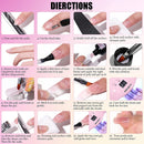 Modelones Poly Extension Gel Nail Kit 2PCS Builder Extension Gel Nude White Colors with Mini Nail Lamp Slip Solution Rhinestone Nail Manicure All-in-one Kit French DIY Nail Art Design Beginner Kit modelones