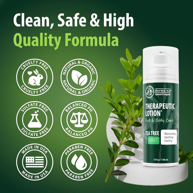 Foot Lotion with Tea Tree Essential Oil for Jock Itch, Athletes Foot, and Dry Cracked Feet Treatment - Athletes Foot Cream with Tea Tree Oil for Toenail - Foot Cream for Dry Cracked Heels Infinity Warehouse