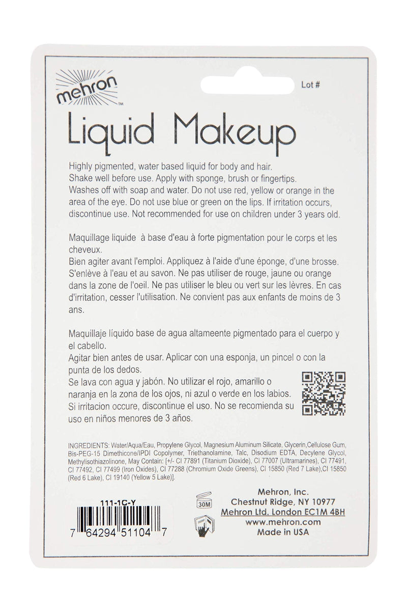 Mehron Makeup Liquid Face & Body Paint (1 oz) (YELLOW) Mehron
