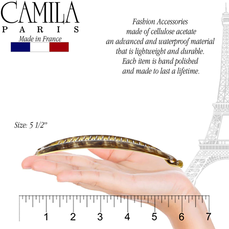 Camila Paris CP1040 5.5 inch French Banana Clip Hair Comb Classic Girls Updo Flexible Ponytail Holder Interlocking Banana Combs, Fashion Durable Styling Hair Accessories for Women, Made in France Camila