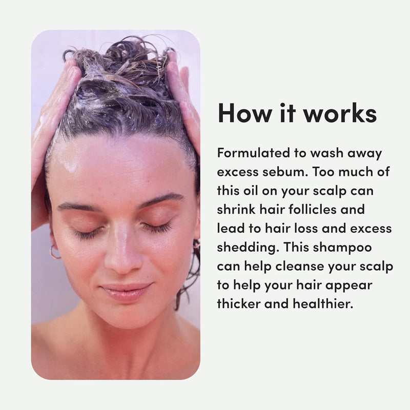 hers triple threat shampoo for hair that feels and looks thicker and stronger with biotin, saw palmetto, pumpkin seed oil, lightly scented with rose, helps control hair shedding, 2 pack, 6.4oz Infinity Warehouse