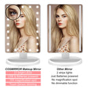 COSMIRROR Lighted Makeup Vanity Mirror with 10X Magnifying Mirror and Makeup Sponge, 21 LED Light Up Mirror with Touch Sensor Dimming, 180°Free Rotation, Dual Power Supply, Portable Cosmetic Mirror COSMIRROR