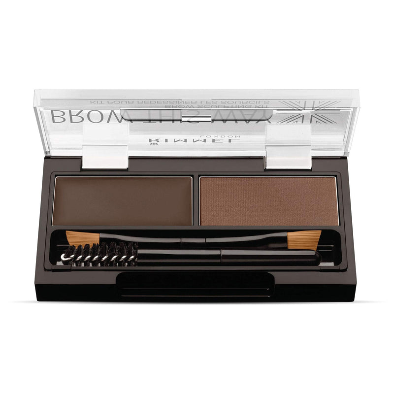 Rimmel Brow This Way Sculpting Kit, Dark Brown, Powder 0.04 oz., Wax 0.03 oz., Brow Sculpting & Styling Kit with Eyebrow Wax & Setting Powder Rimmel