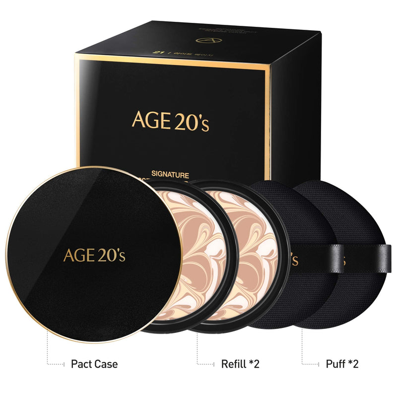 AGE 20's Signature Intense Full Coverage 71% Essence Cushion Foundation, Sunscreen Korean Makeup SPF 50+, Refill