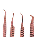 M LASH Set Of 4 Diamond Grip Eyelash Extensions Tweezers - Japanese Steel Lash Supply (Rose Gold) M Store