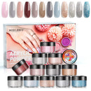 Modelones 12 Colors Acrylic Powder, Nude Brown Glitter Acrylic Nail Powder, Blue Pink Professional Nail Acrylic Powder, Glitter Acrylic Powder for Nail Art French Nail, Gift for Women modelones