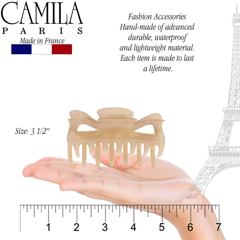 Camila Paris CP3048 French Hair Clip for Women, 3.5 inch Beige for Thick Volume Hair, Girls Hair Claw Clips Jaw, Durable Styling Hair Accessories for Women, Strong Hold No Slip Grip, Made in France Camila