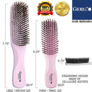 Giorgio GIO1P Pink 7.75 inch Gentle Touch Detangler Hair Brush for Men Women and Kids. Soft Bristles for Sensitive Scalp. Wet and Dry for all Hair Types. Scalp Massager Brush Stimulate Hair Growth GIORGIO Store