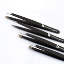 Tweezers Set 6-Piece - Tweezer Guru Stainless Steel Slant Tip and Pointed Eyebrow Tweezer Set - Great Precision for Facial Hair, Ingrown Hair, Splinter and Blackhead Remover (Black) (6-Pack) TWEEZER GURU