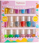 TOMICCA Kids Nail Polish Set Rainbow Candy Colors Non-Toxic Washable Super Sparkly Odorless Peel Off Natural Safe Nail Polish Set Quick Dry Nail Polish Gifts Toys Kit for Girls Kids TOMICCA Store