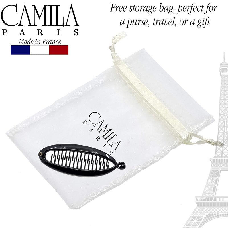 Camila Paris NV138 3.5 inch Small French Banana Clip Hair Comb Classic Girls Updo Flexible Ponytail Holder Interlocking Banana Combs, Fashion Durable Styling Hair Accessories for Women, Made in France Camila