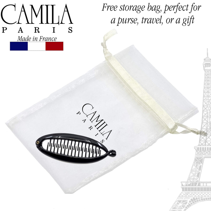 Camila Paris NV138 3.5 inch Small French Banana Clip Hair Comb Classic Girls Updo Flexible Ponytail Holder Interlocking Banana Combs, Fashion Durable Styling Hair Accessories for Women, Made in France Camila