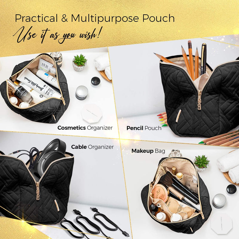 Large Cosmetic & Toiletry Bag, Zippered Makeup Pouch for Women & Girls, Travel Cute Organizer Suitable for Purse, Versatile Bag with Multiple Compartments for Makeup, Toiletries, Pencils, Accessories BOACAY Store