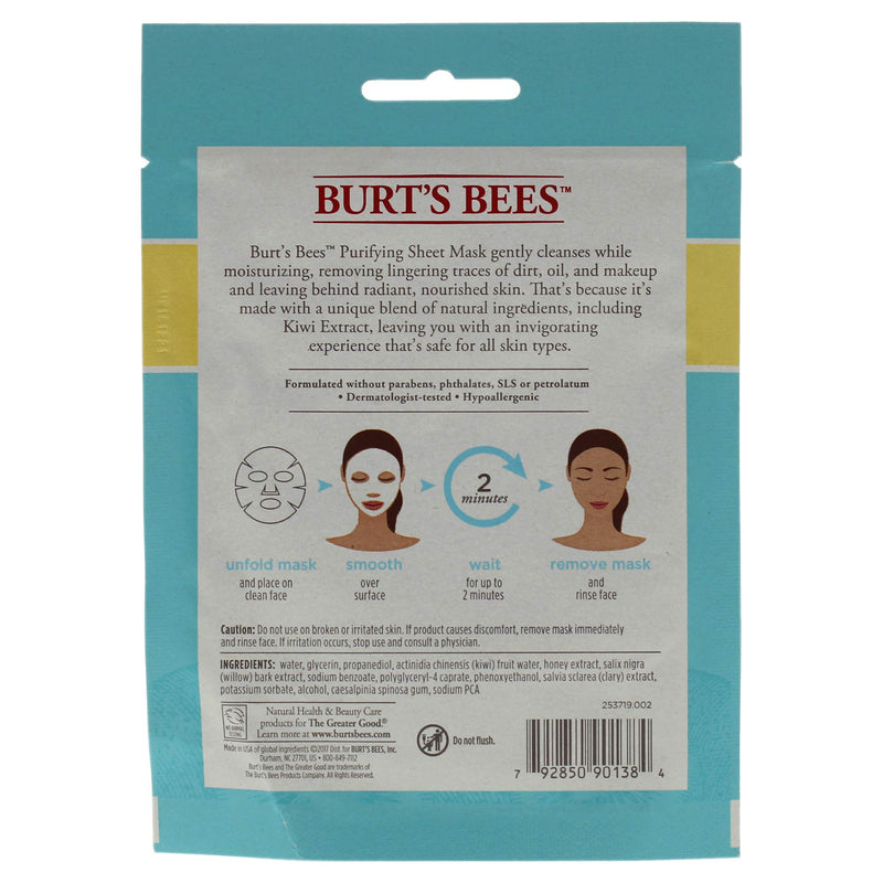 Burt's Bees Purifying Sheet Mask With Kiwi Extract Mask, 0.33 Ounce Burt's Bees
