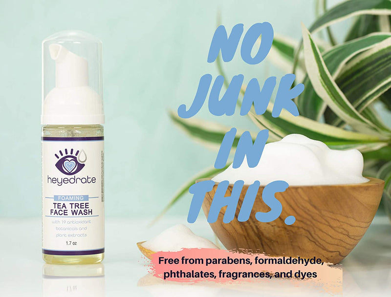 Foaming Tea Tree Face Wash and Eyelid Cleanser for Women - Battles Aging, Blemishes, Redness, & Demodex - Made With Organic Ingredients & Aloe Vera (1.7 Ounces) Heyedrate Store